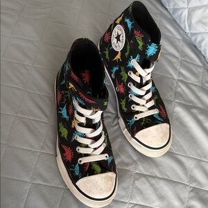 Colorful Dinosaur High-Top Kids Sneakers